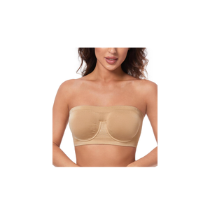 HACI Women's Non Padded Strapless Bra Underwire Bandeau Seamless Multiway Supportive Tube Top L HACI Women's Non Padded Strapless Bra Underwire Bandeau Seamless Multiway Supportive Tube Top L