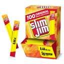 Slim Jim Smoked Meat Sticks, Original Flavor, 2g Protein Per Stick, Snack Size, Halloween Snack, 0.44 oz. (100 Count)