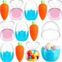 12 Pcs Fillable Easter Carrots Easter Bunny Eggs Containers Plastic Carrot Eggs Bunny Chick Shaped Containers Ideal for Hunt Party Baskets Fillers Surprise Gifts