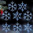 Tuanse 8 Pcs Christmas Silhouette Window Lights Christmas Snowflake Lights with Remote Control LED Lighted Snowflake Decorations Xmas for Window Wall (Blue)