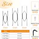 Bilillo 15-Piece Stainless Steel Wall Plate Hangers, 4/6/8 Inch Invisible Decorative Wire Plate Holders with 15 Pieces Wall Hooks for 4 to 10 Inch (Black)