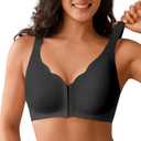 Posture Bras for Women Front Closure Push Up Bra No Underwire Back Support Bra (Black, XL)