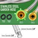 SKYWARD 304 Stainless Steel Short Garden Hose 5 ft with Female to Male Metal Connector, Anti-Leakage, Flexible & Lightweight Kink Free Water Hose, Easy to Use & Store (5ft)