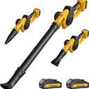 Leaf Blower Cordless with 2 Batteries and Fast Charger, 210 MPH Battery Powered Blower with 3 Nozzles, 3 Speed Modes, Lightweight & Small Electric Leaf Blowers for Lawn Care, House, Leaves, Dust, Snow