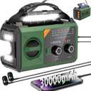 30000mAh Emergency Weather Radio with Wireless Speaker, 111000mWh NOAA/AM/FM Hand Crank Solar Radio with Flashlight Cell, Phone Charger, Compass, Reading Lamp, SOS Alarm (Green)
