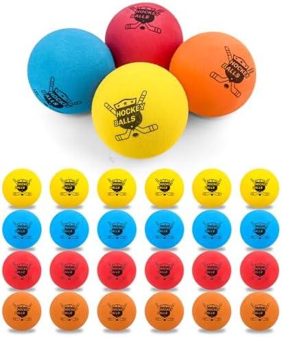 Pandahero 24-Pack Mini Knee Hockey Balls for Indoor Play – Christmas Toys Gifts & Stocking Stuffers for Toddler Kids Boys Girls – Soft Foam Balls for Floor Hockey & Mini Sticks