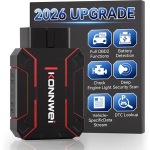 KONNWEI OBD2 Scanner Bluetooth, Full System Car Diagnostic Scanner Tool, Check Engine Code Reader, Voltage Test, I/M Readiness, Data Stream, AutoVIN, No Subscription & Exclusive APP for iOS & Android