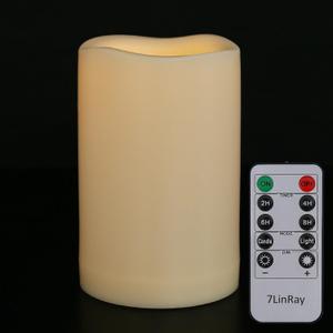 4" x 6" Large Outdoor Flameless Candles with Remote and Timer, Battery Operated Flickering LED Pillar Candles for Patio, Porch, Lantern, Ivory, Plastic, Pack of 1