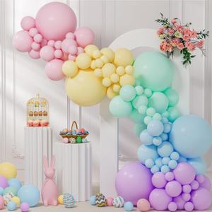 145pcs Pastel Balloons Different Sizes 18" 12" 10" 5" Latex Balloon Garland Arch Kit for Birthday Rainbow Party Baby Shower Easter Party Decorations
