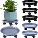 Planterhoma 6 Packs Plastic Plant Caddy with Casters 12 Plant Dolly Heavy Duty Rolling Plant Stand with Wheels for Indoor and Outdoor Large Heavy Plant Pot Rollers, Black and Grey