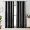 Melodieux Elegant Cotton Room Darkening Blackout Curtains for Living Room Bedroom Thermal Insulated Privacy Grommet Window Curtain Panels, 52 by 84 Inch, Black(1 Panel)
