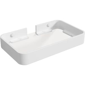 Danpoo 8-Inch Small Wall Shelf, Clear Tempered Glass with Matte White Aluminum Frame  Sleek Floating Bathroom Organizer