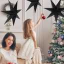 Paper Star Lantern Lamp Shade 3PCS Stars Hanging Garland Large Hollow Out Xmas Tree Topper Foldable Christmas New Year Wedding Party Holiday Birthday Dercoration for Indoor and Outdoor 20in (Black)