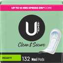 U by Kotex Clean & Secure Maxi Pads, Heavy Absorbency, 132 Count (3 Packs of 44) (Packaging May Vary)