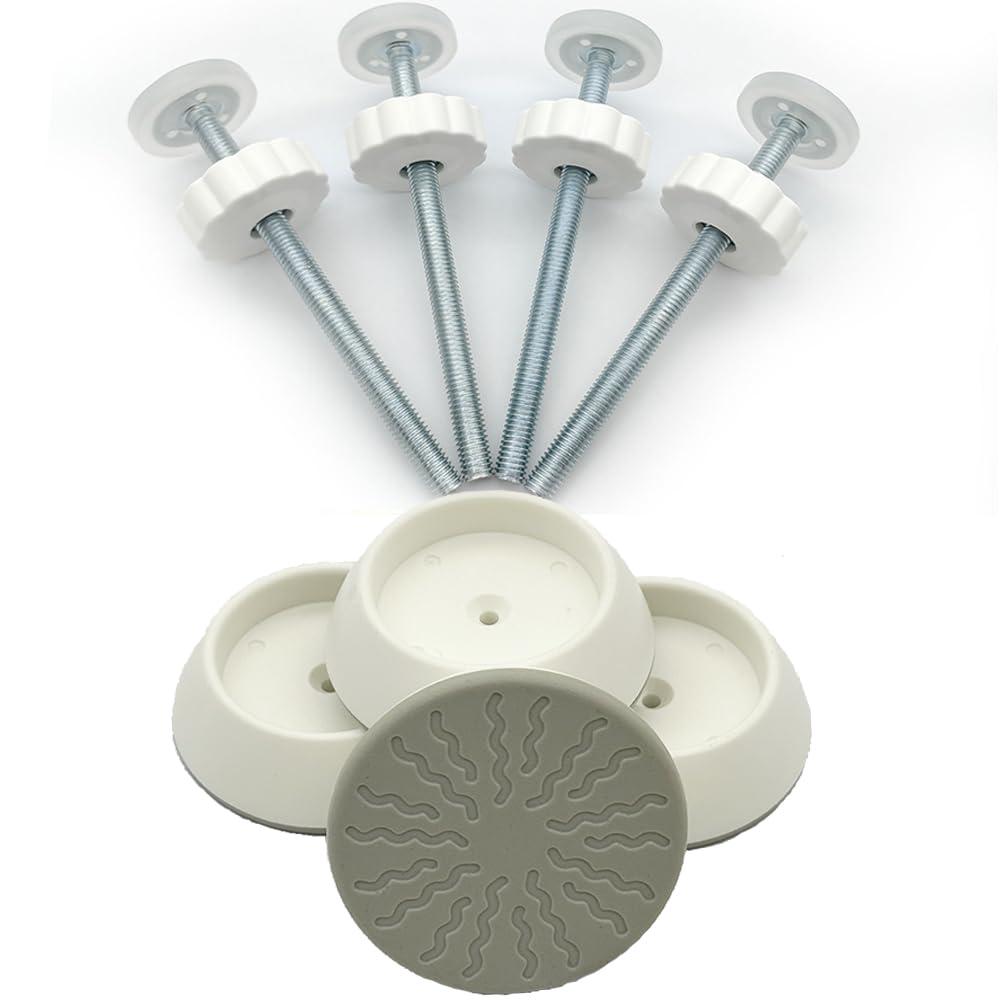 VMAISI 4 Pack Baby Extender Extension-M8(8mm) Child Safety Pressure Mounted Baby Gate Threaded Spindle Rods Replacement Parts Bundle with Wall Protector for Stairs Cup Guard (White, 8MM)