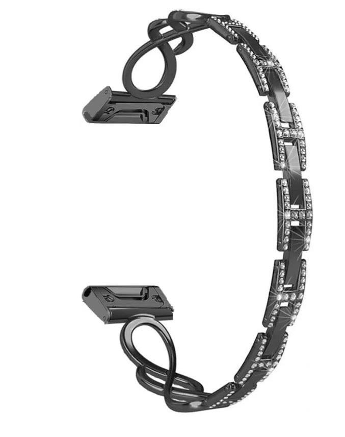 Watch Band for Garmin Fenix 8 43mm 7s Pro / 6s Pro / 5S plus, Metal Stainless Steel Replacement strap for Garmin epix Pro 42mm / Instinct 2S / Descent Mk2S MK3i 43mm Women's Wristband (A black,Fit 20mm)