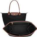 Felt Purse Organizer Insert for Longchamp Le Pliage M Bag Handbag Leather edge Longchamp Organizer Insert (Black, Medium)