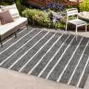 JONATHAN Y Berber Stripe Indoor Outdoor Area Rug 3X5 Black/Ivory, Colonia for Backyard, Patio, Porch, Easy-Cleaning, High Traffic, Pet-Friendly, Non-Shedding (SMB125E-3)