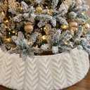 joyhalo Christmas Tree Collar, 29" White Christmas Tree Skirt Base for Artificial Trees Bottom Ring Modern Christmas Decor, White Faux Fur Tree Collar for 69FT Tree