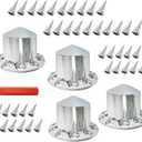 Chrome 4 Rear Wheel Cover Hub Cover with 33mm Spiked Removable Nut Covers Replacement for Semi Truck