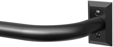 Black Curtain Rods, Heavy Duty Wrap Around Curtain Rod for Windows 18 to 45 Inch, Adjustable Decorative Blackout Drapery Pole, Modern Room Darkening Rod for Blackout Curtains, Matte Black