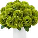 SITUMEIZI 12 Pcs Green Artificial Chrysanthemums Flowers Ball Flower Fake Mums Silk for St Patricks Day Wedding Home Kitchen Decoration Floral Arrangement Table Centerpiece