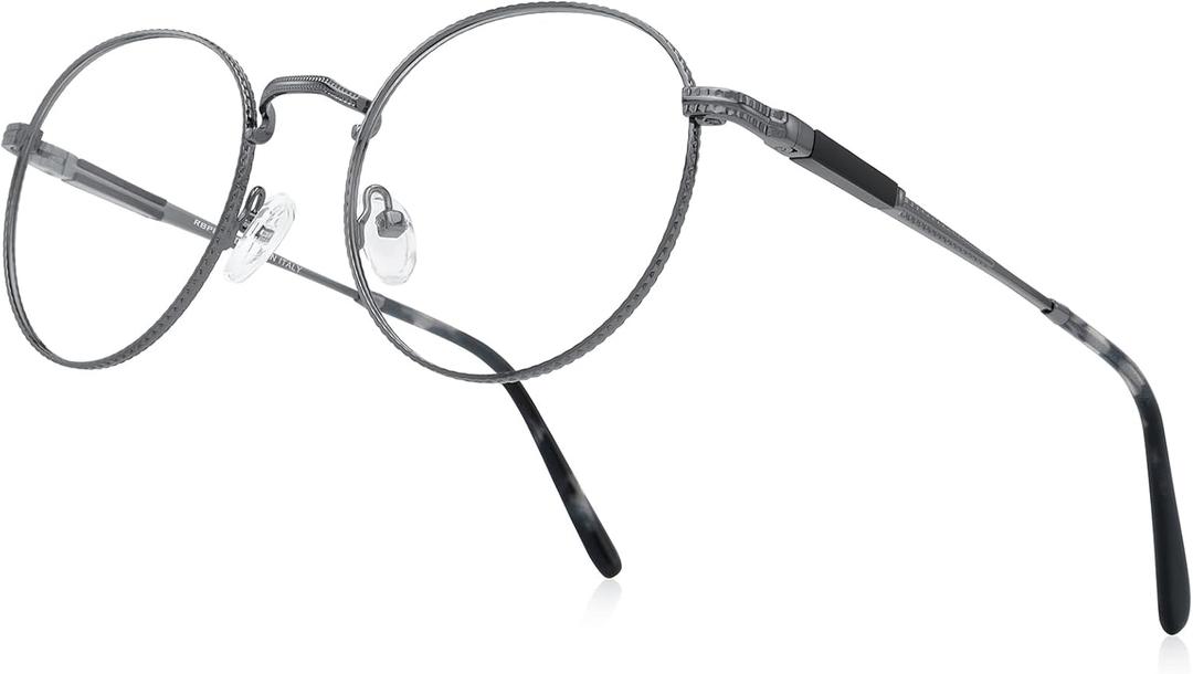 Round Reading Glasses for Women Men Vintage Retro Blue Light Blocking Computer Readers (Gray)