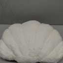 Shell Pillow, Seashell Throw Pillow with Soft Rabbit Plush for Couch Bed, Shell Shaped Decorative Ocean Pillow Stylish Beach Cushion Room Decor Aesthetic for Bedroom Livingroom (18 X 13 Inches, White)