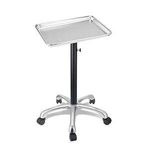 Salon Tray, Height Adjustable Salon Tray on Wheels with Thickened Aluminum Alloy Bracket, Hair Color ServiceTray Durable and Non-Rusting