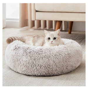 WESTERN HOME WH Calming Dog & Cat Bed, Anti-Anxiety Donut Cuddler Warming Cozy Soft Round Bed, Fluffy Faux Fur Plush Cushion Bed for Small Medium Dogs and Cats (20"/24"/27"/30")