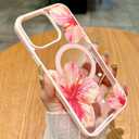 Magnetic for iPhone 13 Case & iPhone 14 Case [Compatible with MagSafe] Cute Trendy Hibiscus Flower Pattern Design for Summer Hawaiian, Shockproof Protective Cover for Girls Women-Pink