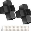Pergola Kit, Woodworks Pergola Brackets 6" x 6" (Actual: 5.5x5.5 Inch), 2 Pack 4-Way Right Angle Corner Brackets, Powder-Coated Pergola Hardware, for Lumber Pergola Gazebo