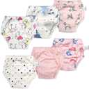 MooMoo Baby 6 Packs Cotton Training Pants Reusable Toddler Potty Training Underwear for Boy and Girl 6 Years (Pink)