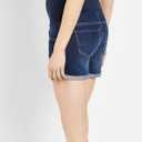 Motherhood Maternity Women's Indigo Blue Baby Roll Hem Secret Fit Belly Denim Short (Blue, XS)