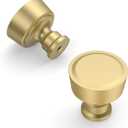 Amerdeco 10 Pack Brushed Gold Cabinet Knobs Single Hole Cabinet Pulls Diameter Round Drawer Knobs and Pulls for Bathroom Cabinets ZH0075