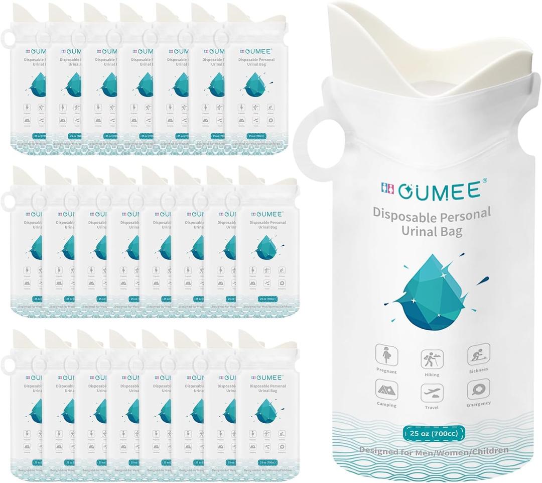 OUMEE 8  Pcs Emergency Disposable Urinal Bags, 700 ML Camping Pee Bags Unisex Urine Bag Vomit Bag for Travel Traffic Jam Portable Toilet Bag for Men Women