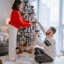 Zhengmy 24 Pcs Long Velvet Bows Glitter Christmas Ornaments Vintage Large Velvet Glitter Christmas Swag Staircase Wreath Tree Topper Bows Large Bow for Outdoor, 6.3 x 12 Inch(Black)