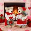 Lulu Home 2 Packs Valentine's Day Decorations, Xmas Bears Tabletop Ornaments for Mantel Fireplace Window Sill Holiday Christmas Indoor Decor & Gifts