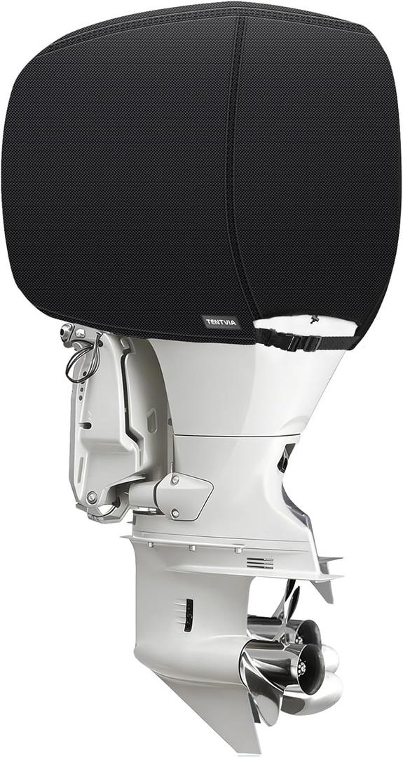 Waterproof Outboard Motor Cover, 600D Oxford, Fits Most up to 25 HP Model, Black
