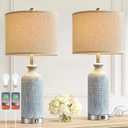 Living Room Lamps Set of 2, 27" Touch Lamps for Nightstand with USB A+C Ports, Modern Farmhouse Table Lamps for Bedroom, 2 Bulbs Included