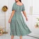 Womens Plus Size Dress Wedding Guest Cocktail Short Sleeve Stringy Selvedge V Neck Slit A Line Flowy Maxi Dresses (Green, XL)