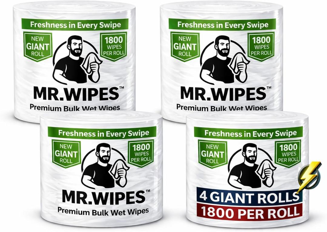 MR. WIPES Premium Bulk Wet Wipes 7200 Wipes (8" x 6"), Eco-Friendly, Safe for All Surfaces & Hands, Ideal for Gyms, Offices & Commercial Use (Aloe Vera Scent)