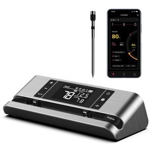 Wireless Smart Meat Thermometer with Dual-Sensor Probe, 500FT Remote Monitoring, Dedicated App, Real-Time Ambient and Food Temperature Tracking for Precise Cooking Control (Single Probe, Grey-Single Probe)