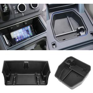 for Land Rover Defender 90 110 130 Accessories 2020-2024 Center Console Organizer Tray + Armrest Storage Box with Phone Slot, Glasses Shelf (Fits Non-refrigerated Consoles only)