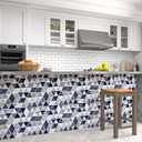 LaCheery 12"x12" Hexagon Peel and Stick Backsplash Blue and White Kitchen Backsplash Tiles Peel and Stick Tile Back Splash for Kitchen Bathroom Wall Tile Stickers Triangle Diamond Back Splash 4 PCS