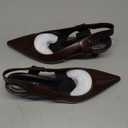 Pointed Toe Slingback Kitten Heels for Women, Leather Stiletto Heel Pumps with Elastic Strap Elegant Bridal Heel Dating Party Work Office Backless Pumps Shoes (8.5, Dark Brown)