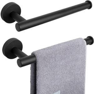 NearMoon Hand Towel Holder/Towel Ring, Thicken Stainless Steel Hand Towel Bar for Bathroom, Rustproof Wall Mounted Towel Rack, Contemporary Style Bath Accessories, 9 Inch (2 Pack, Matte Black)