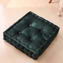 Square Floor Pillows, Large Floor Cushion for Adults Kids, Meditation Floor Pillow Seating Cushion with Shredded Memory Foam and Silk Wadding, 20"x20"x5" Dark Green (1 Pack)