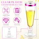 Gerrii 300 Pcs Plastic Champagne Flutes Bulk, 4.5 oz Clear Disposable Champagne Flutes, Rimmed Toasting Glasses for Wedding Birthday Anniversary Celebration Party Wine(Purple Rim)