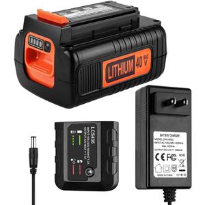 Powilling 3.5Ah 40 Volt Max Replacement Black and Decker 40V Lithium Battery LBX2040 LBXR36 LBXR2036 LST540 LBX1540 LST136W with Portable Charger for Black Decker 40V MAX Battery Charger